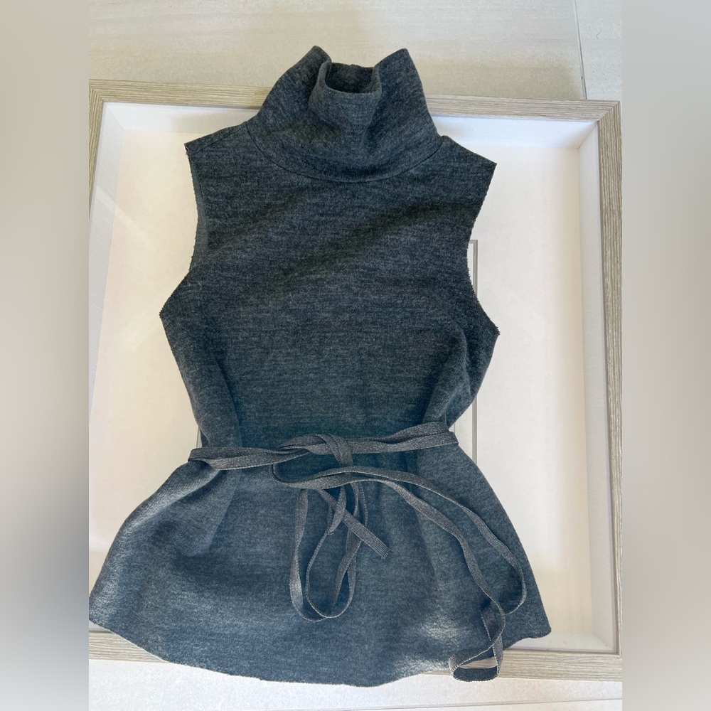 Zara Charcoal Sleeveless Turtleneck Top